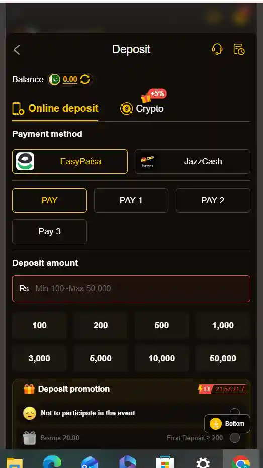 666pk game deposit section