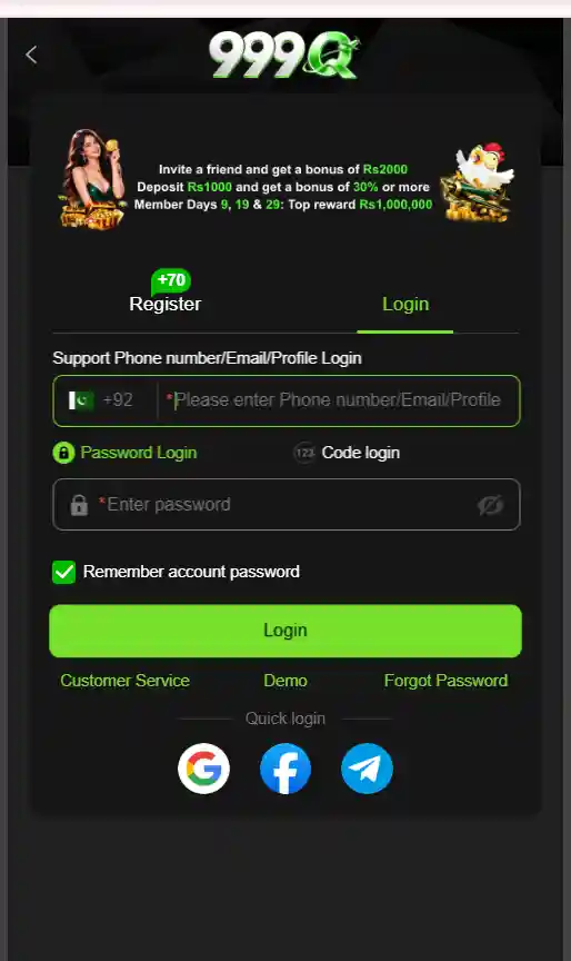 999q game registration and login