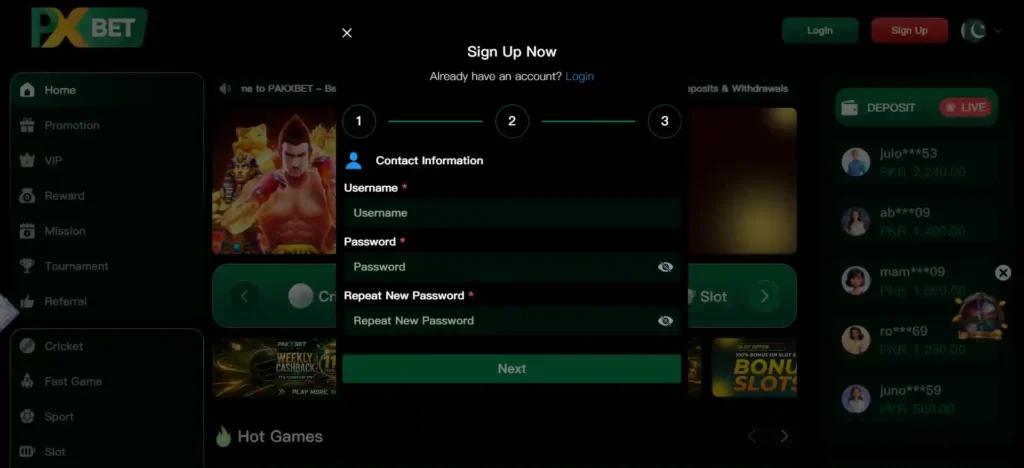 pakxbet game login